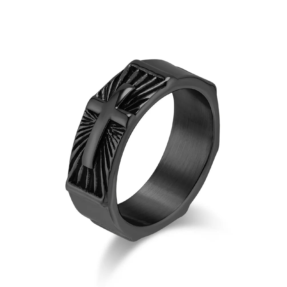 Bague croix homme