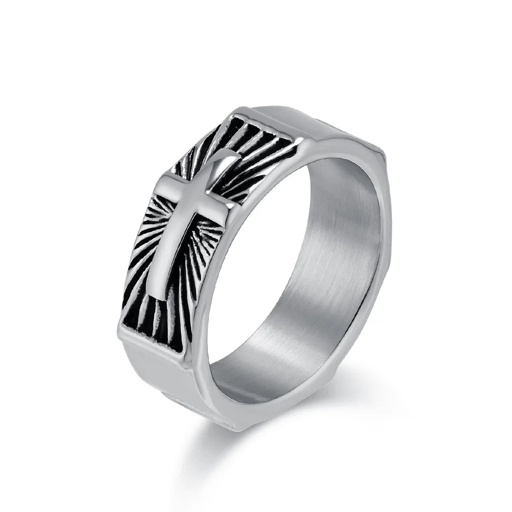 Bague croix homme