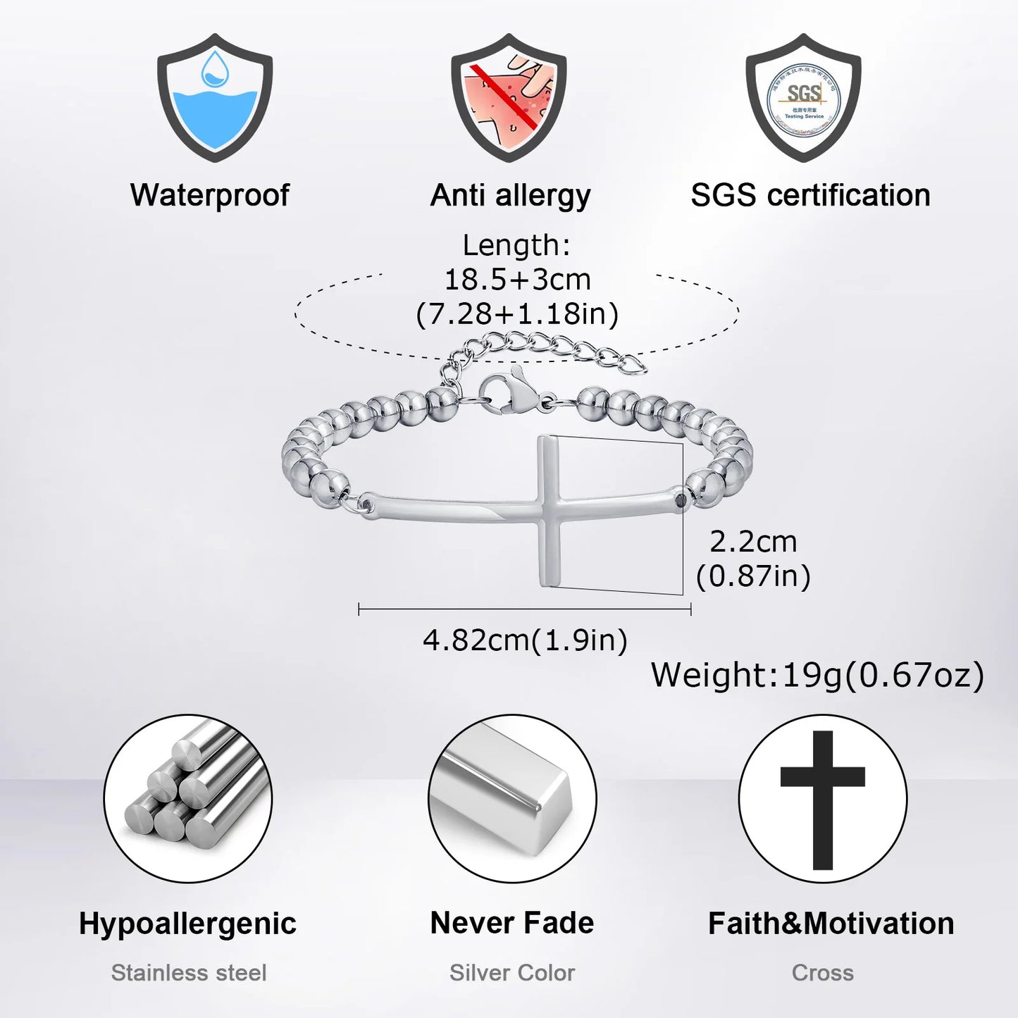 Bracelet croix homme