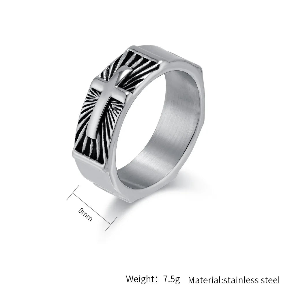 Bague croix homme