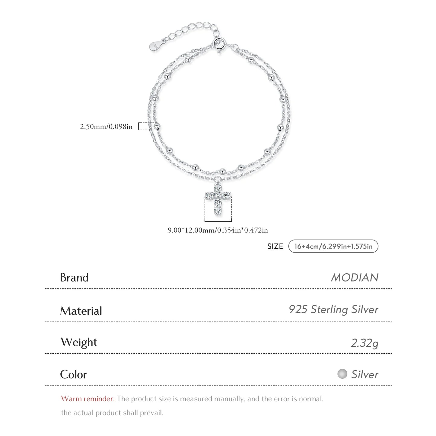Bracelet croix argent