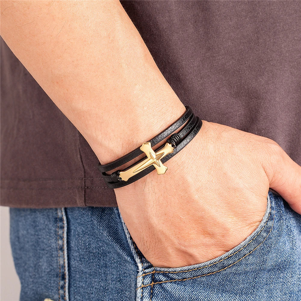 Bracelet croix homme
