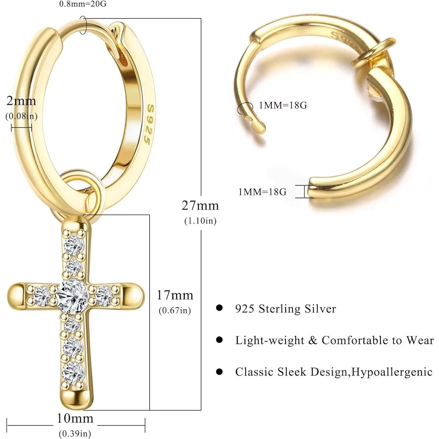 Boucle d’oreille croix