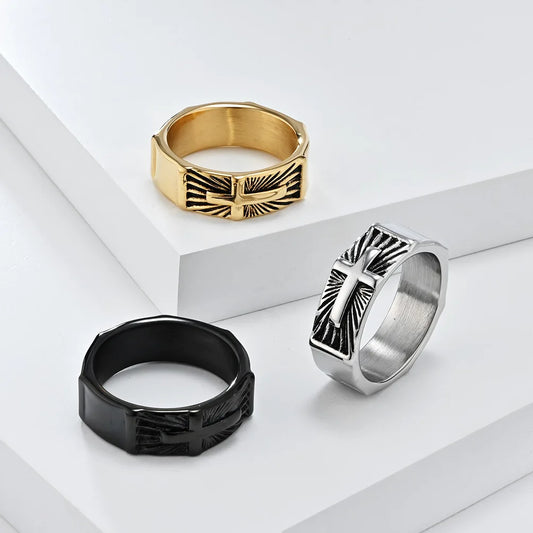 Bague croix homme