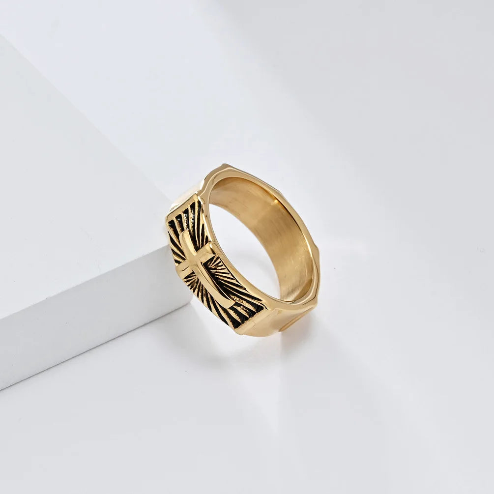 Bague croix homme