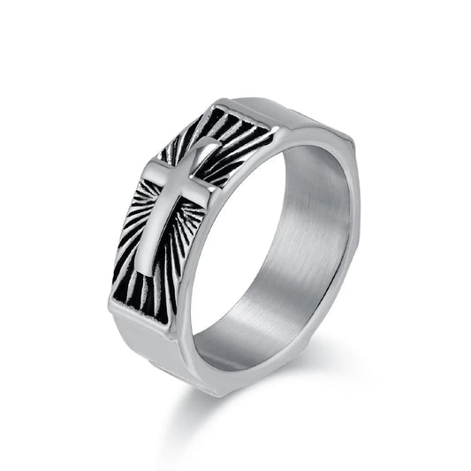 Bague croix homme
